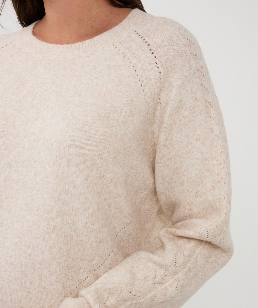 Basic Sweater with Raglan Sleeves - Light Sand