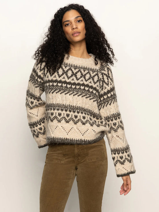 Fair Isle Crew Neck Sweater - Light Oat Multi