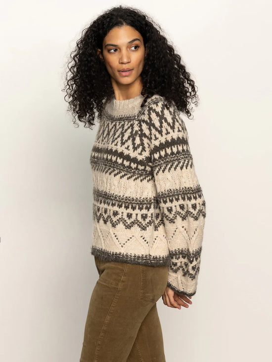 Fair Isle Crew Neck Sweater - Light Oat Multi