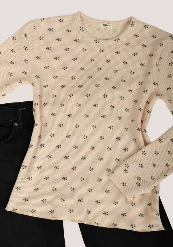 Sasha Printed Waffle Tee - Natural