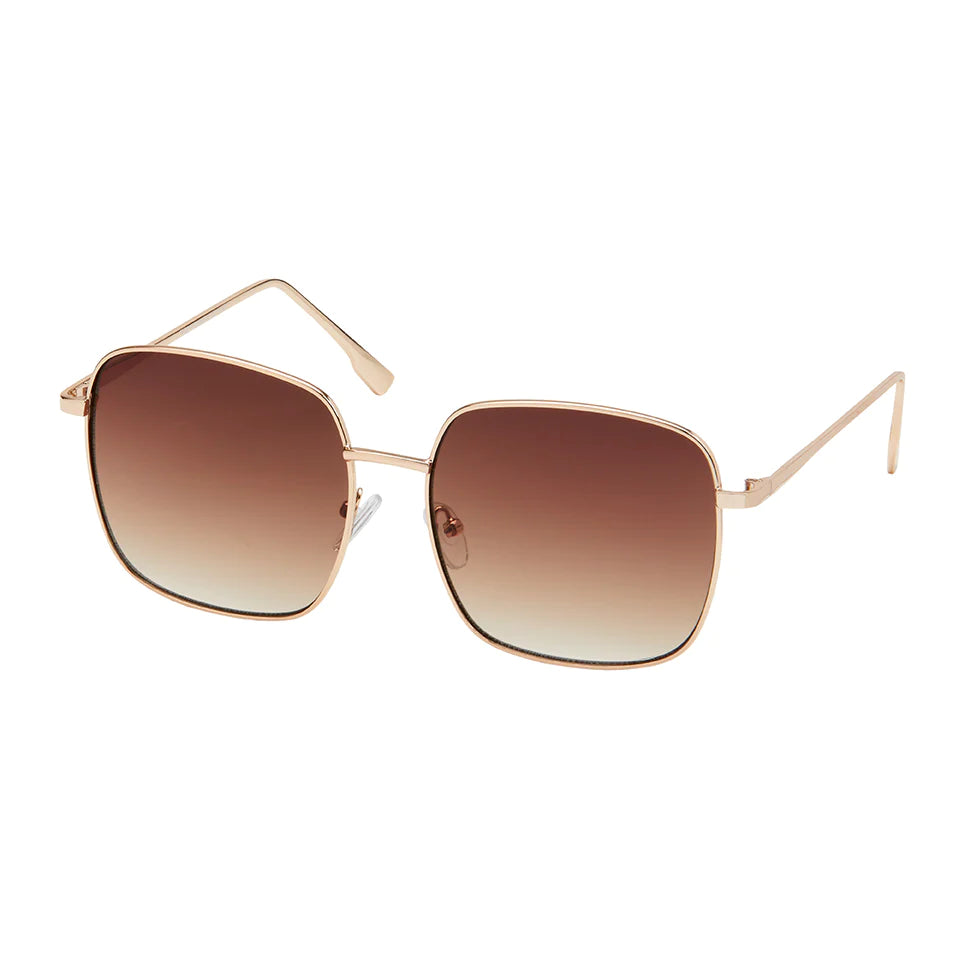 Fancy Metal Square Sunglasses - Amber