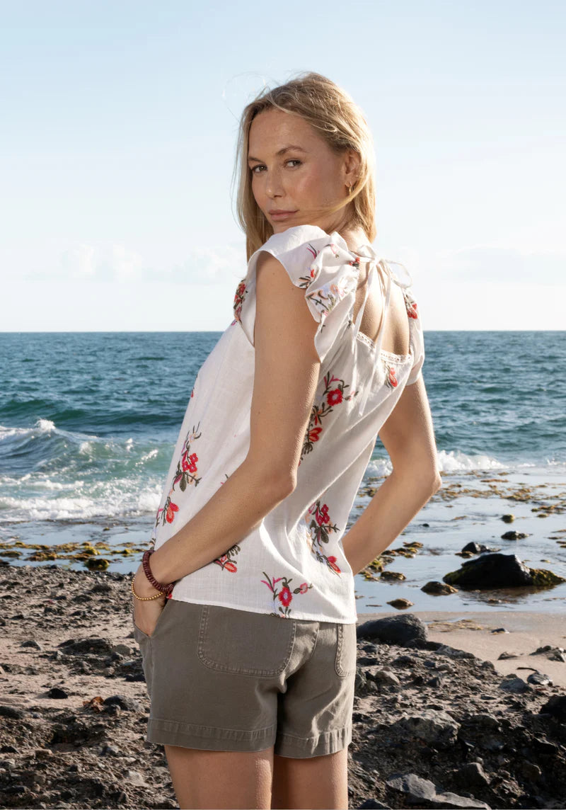 Flower Child Top with Ruffled Sleeves - Multi