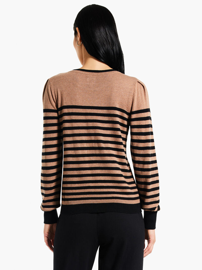 Load image into Gallery viewer, Striped Femme Sleeve Pullover Sweater - Black Multi
