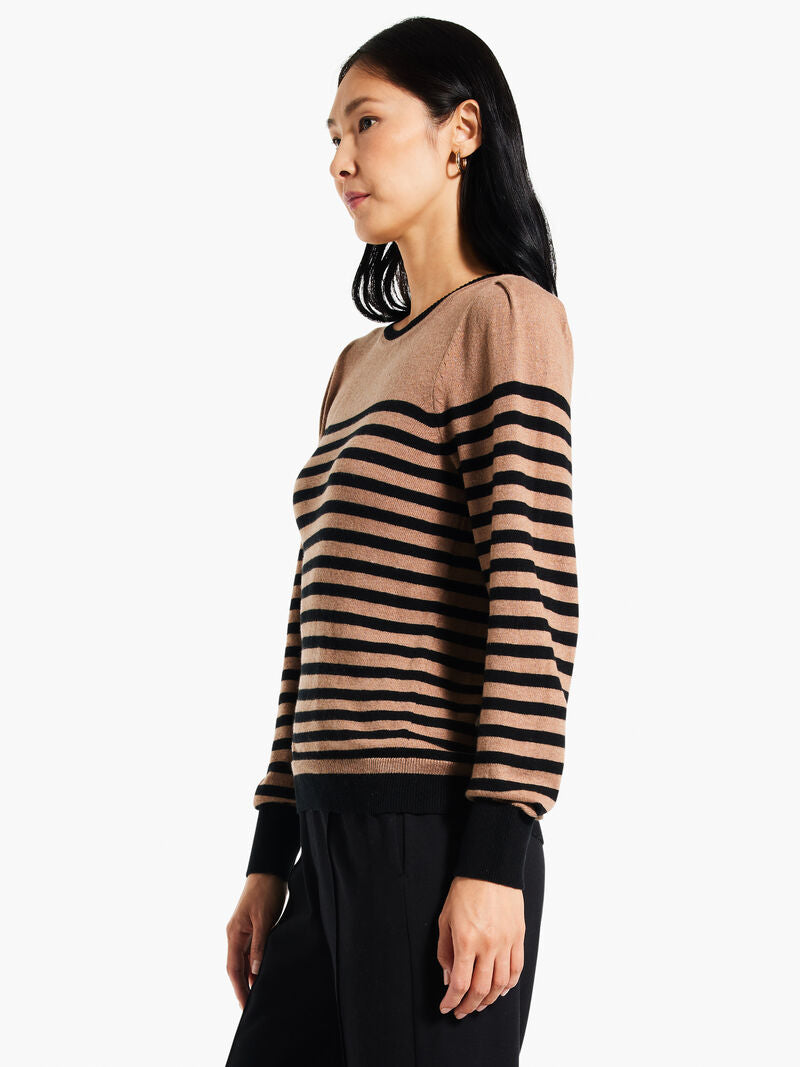 Load image into Gallery viewer, Striped Femme Sleeve Pullover Sweater - Black Multi
