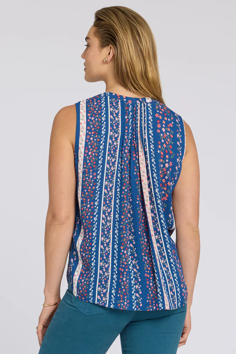 Sleeveless Pintuck Top - Floral Ribbons