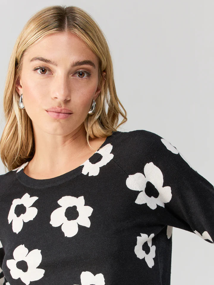 All Day Long Pullover Sweater - Flower Pop