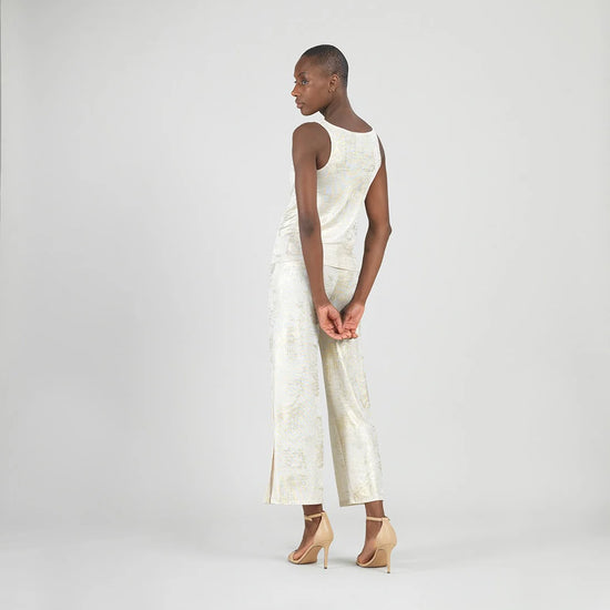 Shimmery Cowl Neck Tank Top - Champagne