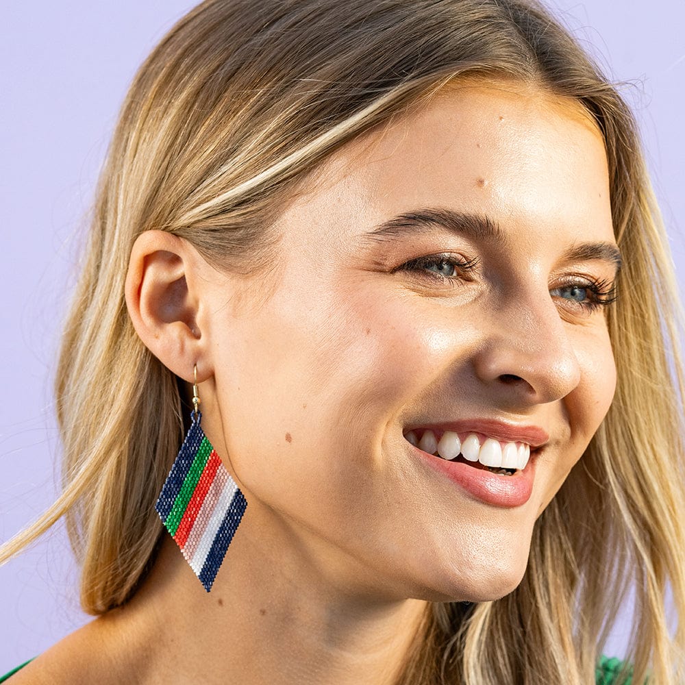 Frida Stripe Beaded Earrings - St. Tropez