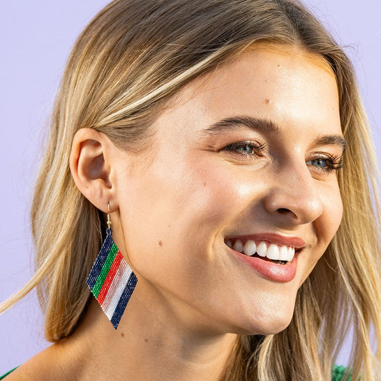 Frida Stripe Beaded Earrings - St. Tropez