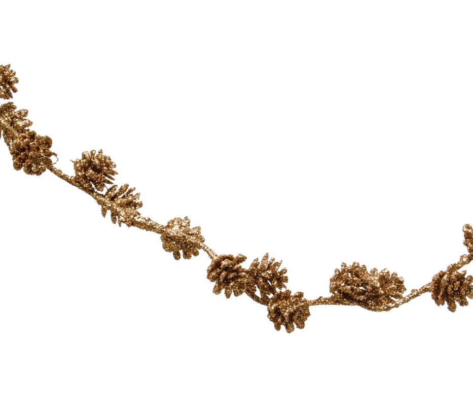 Gold Glitter Pinecone Garland