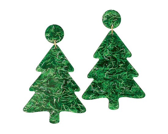 Glitter Resin Tree Earrings