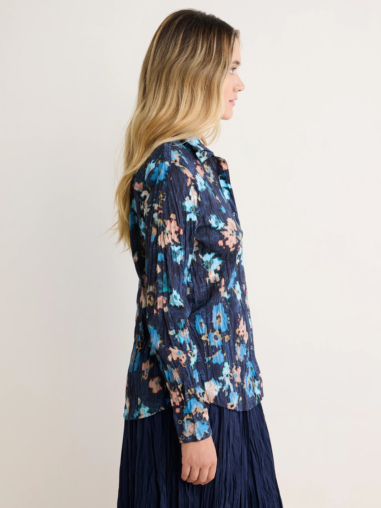 Glowy Flowy Long Sleeve Top - Indigo Multi