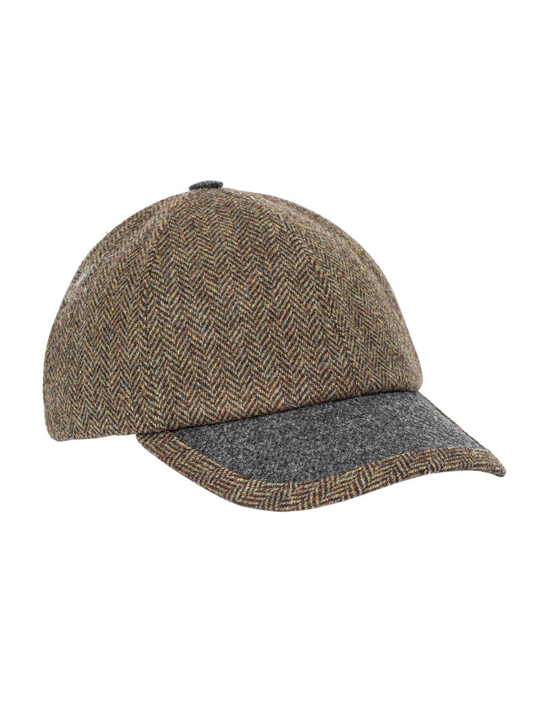 Wool Ball Cap with Earflaps - Verde Houndstooth Plaid