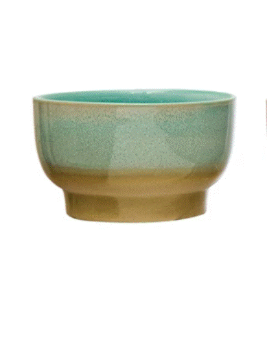 Round Stoneware Bowl - Green
