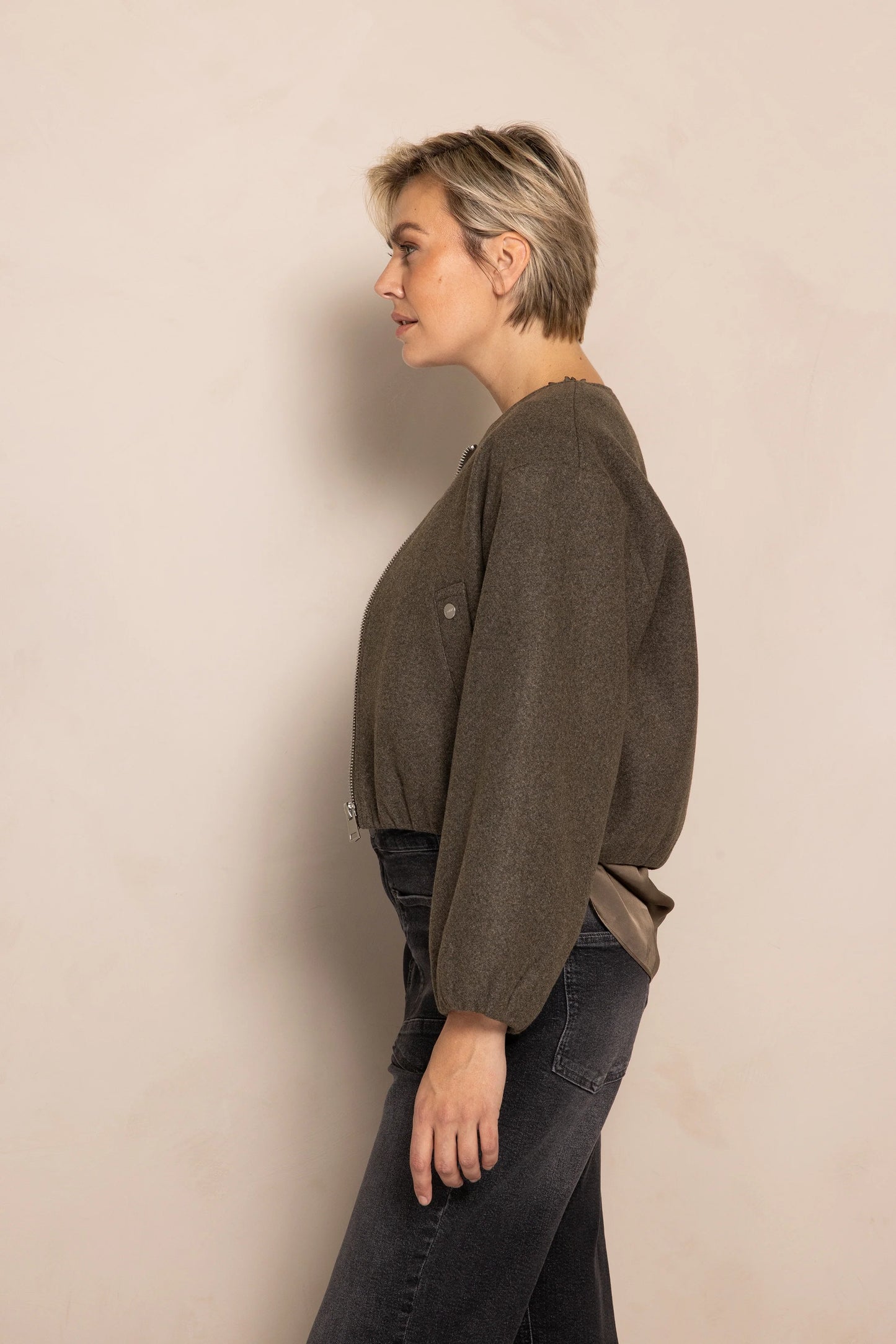 Manoa Boiled Wool Bomber Jacket - Green