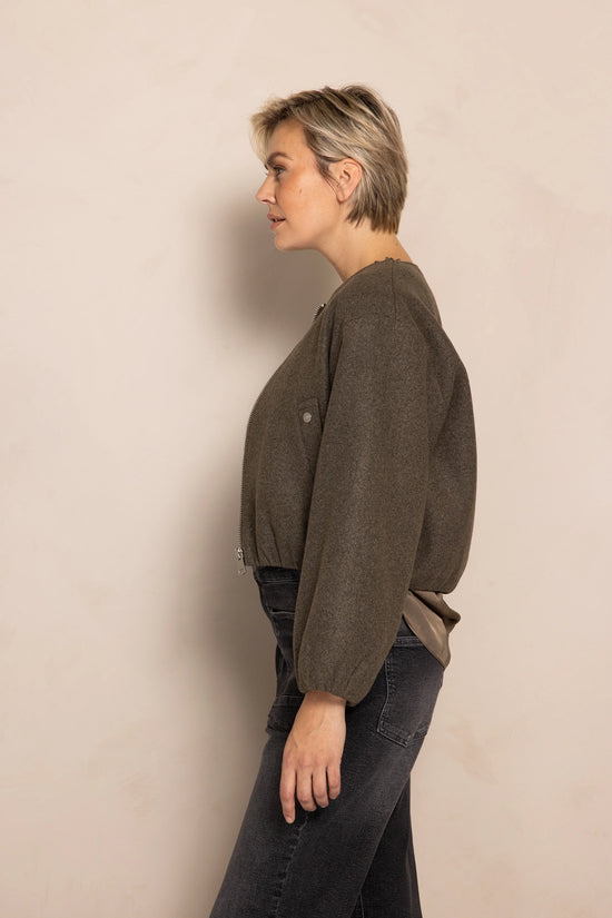 Manoa Boiled Wool Bomber Jacket - Green