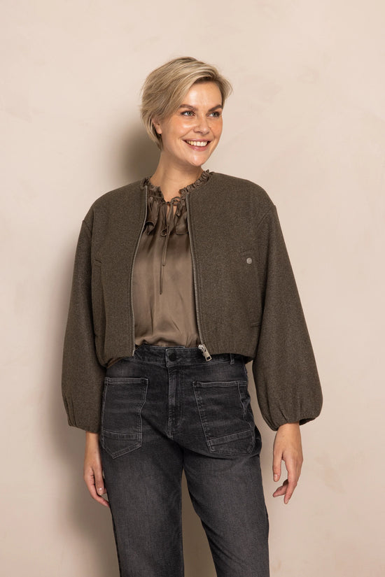 Manoa Boiled Wool Bomber Jacket - Green