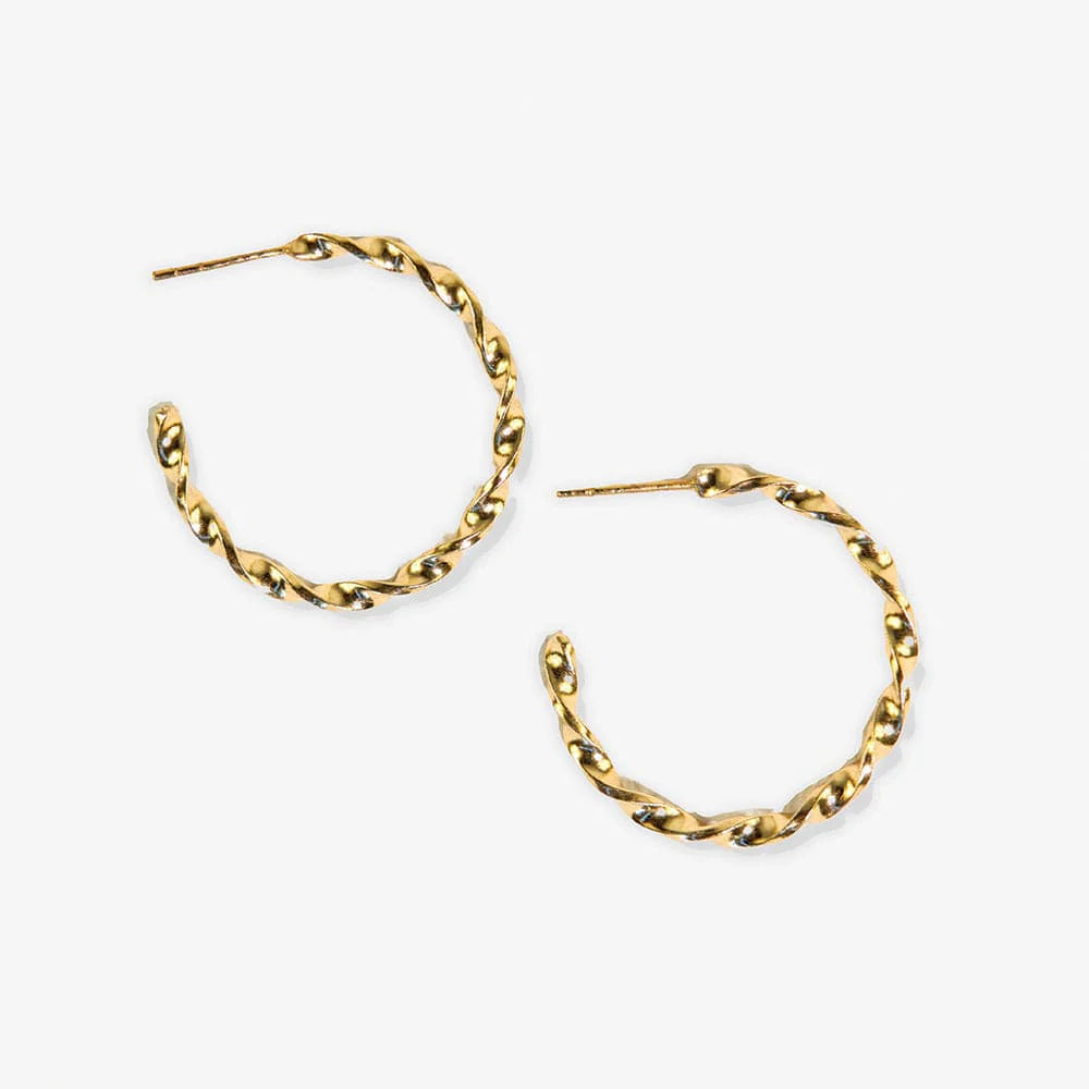 Gretchen Twisted Hoop Earrings - Brass