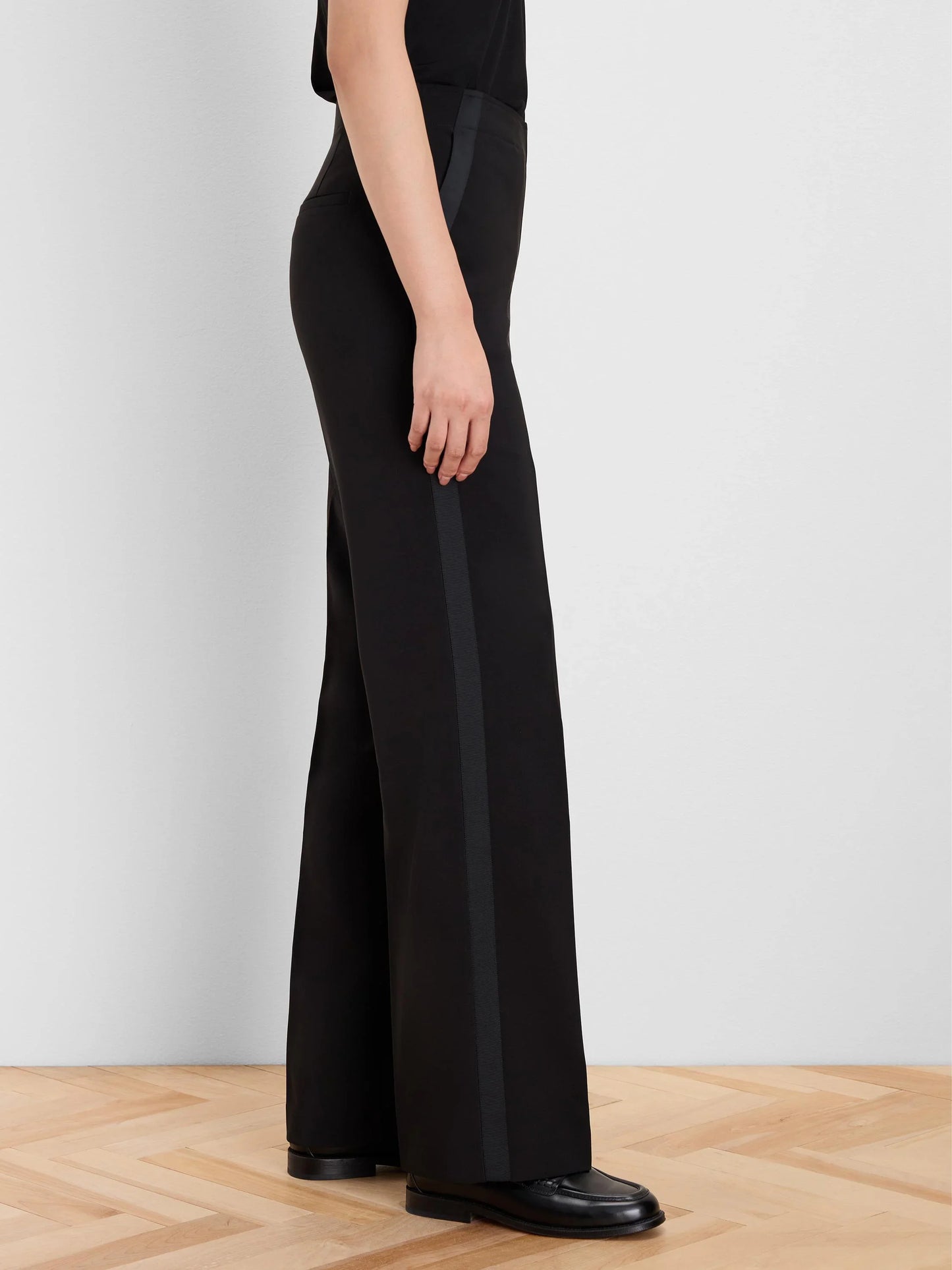 Quincy Wide Leg Grosgrain Pants - Onyx