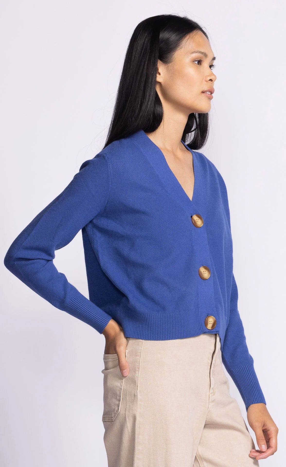 Hampton V-Neck Cardigan - Blue