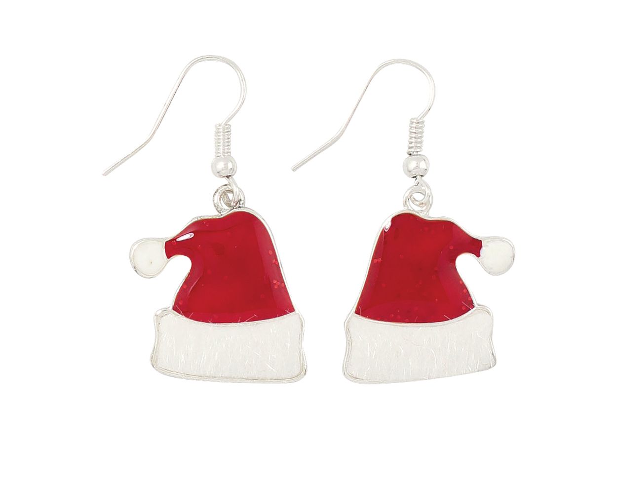 Santa Hat Earrings With Fur