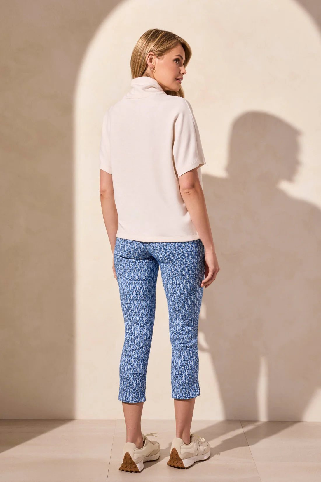 Funnel Neck Top with Drawstring - Heather Oatmeal