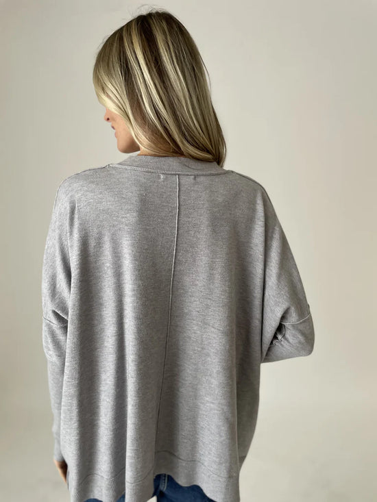 Devon Center Seam Crew Neck Sweater - Heather Grey