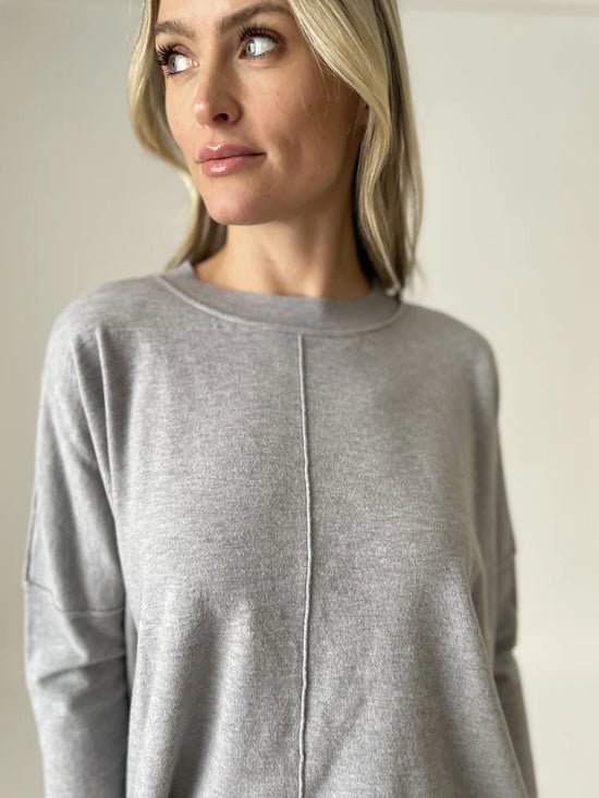 Devon Center Seam Crew Neck Sweater - Heather Grey