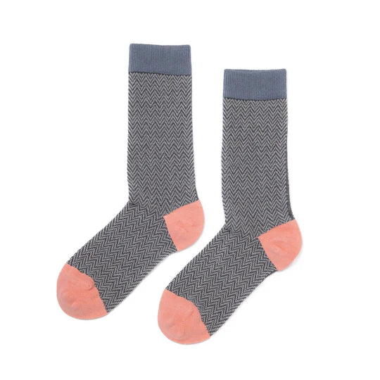 Herringbone Crew Socks - Heather