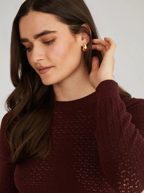 Holly Crew Neck Pullover Sweater - Oxblood