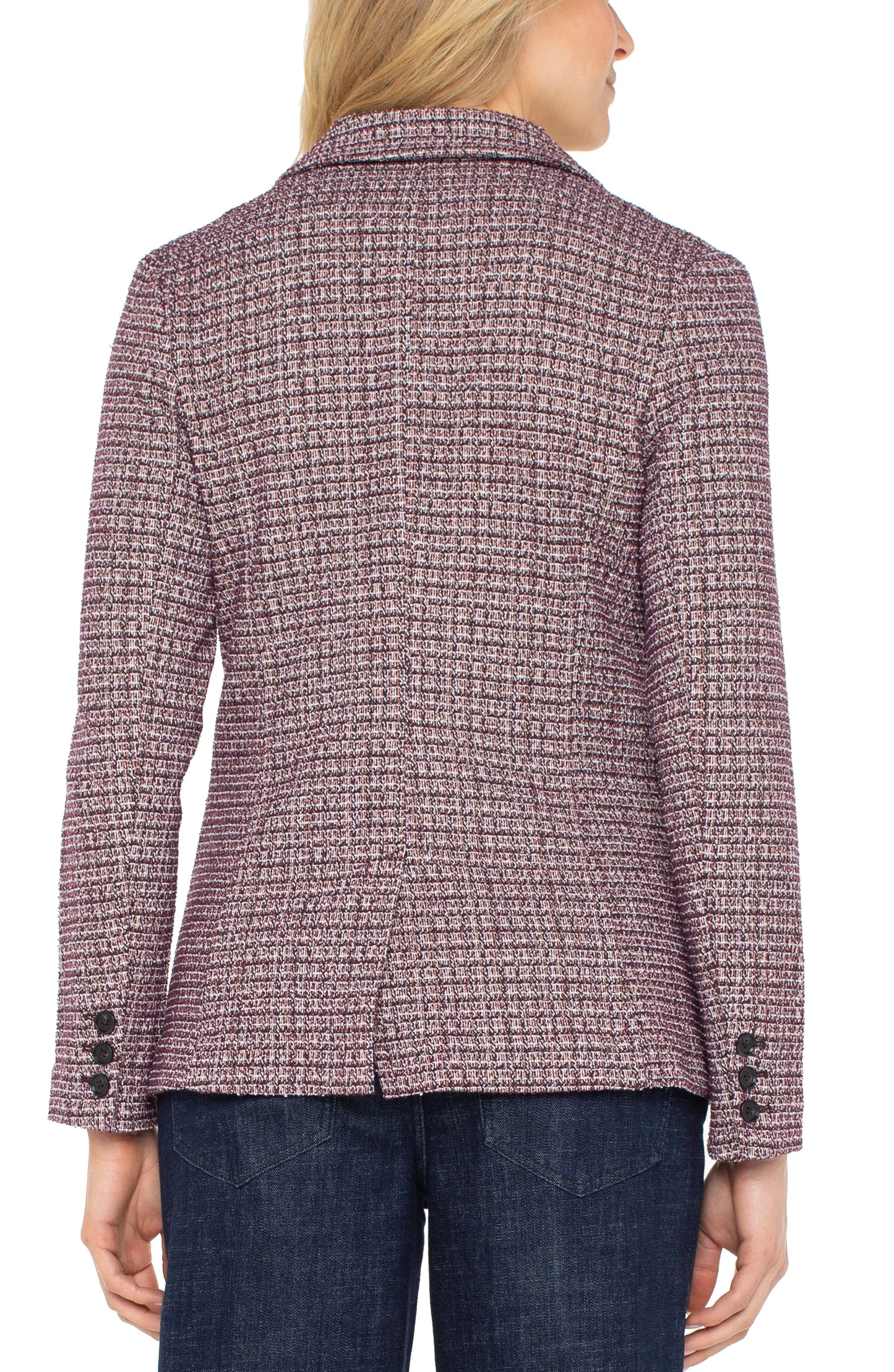 Boyfriend Blazer with Removable Hood - Wine Multi