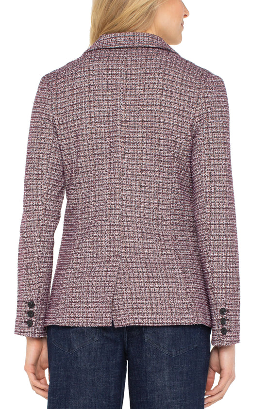 Boyfriend Blazer with Removable Hood - Wine Multi