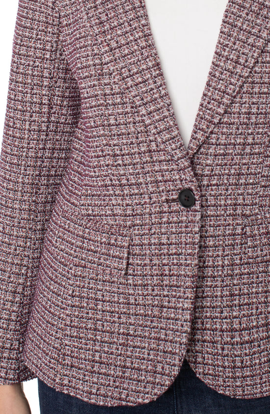 Boyfriend Blazer with Removable Hood - Wine Multi