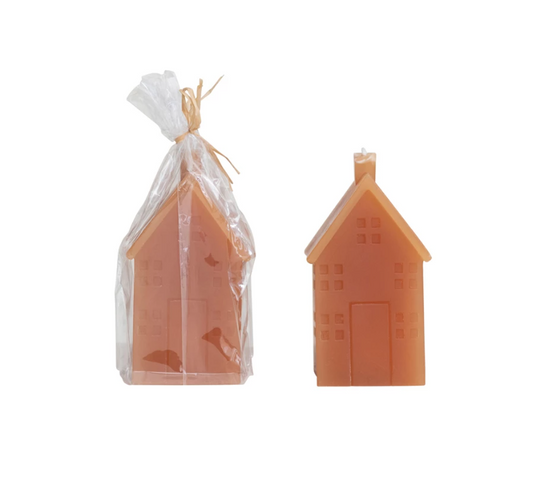 Unscented House Shaped Candle - Large Hazelnut