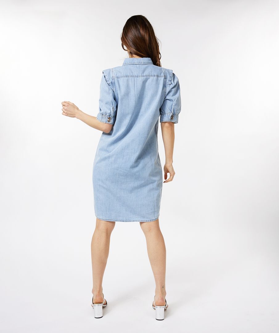 Denim Dress with Puff Sleeve