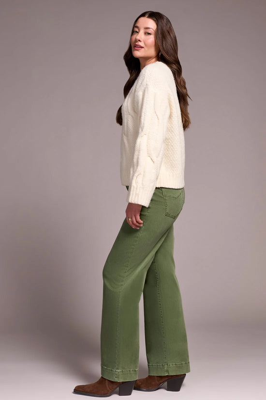 Loose Fitting Cable Knit Sweater - Heather Cream