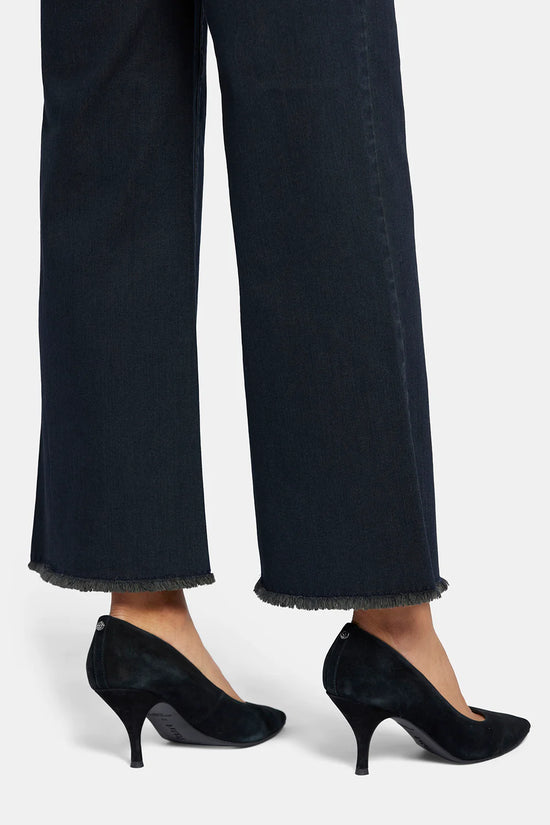 Teresa Wide Leg Jeans with Frayed Hem - Huntley