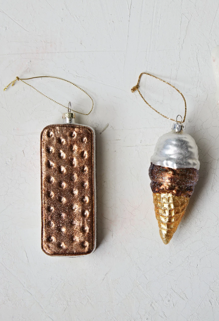 Hand-Painted Ice Cream Cone Holiday Ornament