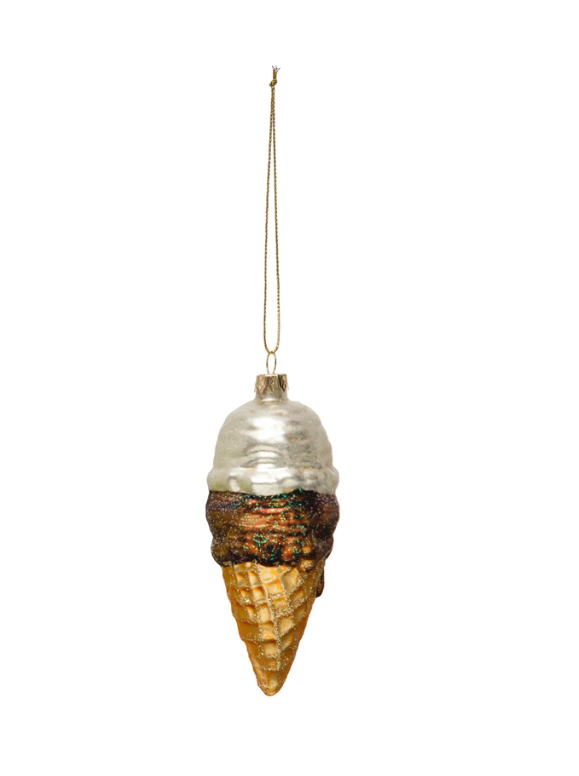 Hand-Painted Ice Cream Cone Holiday Ornament