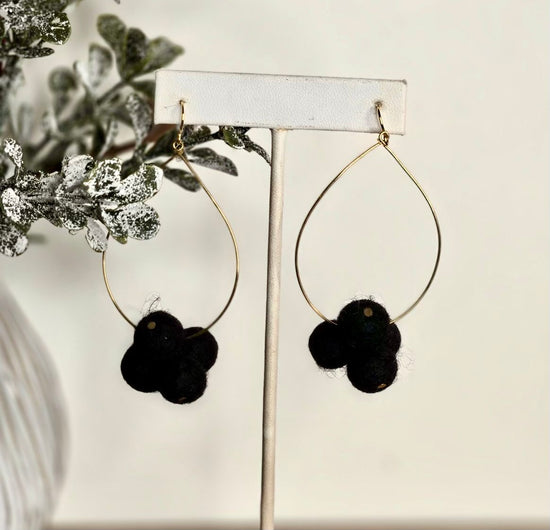 Pom Earrings - Black Dahlia