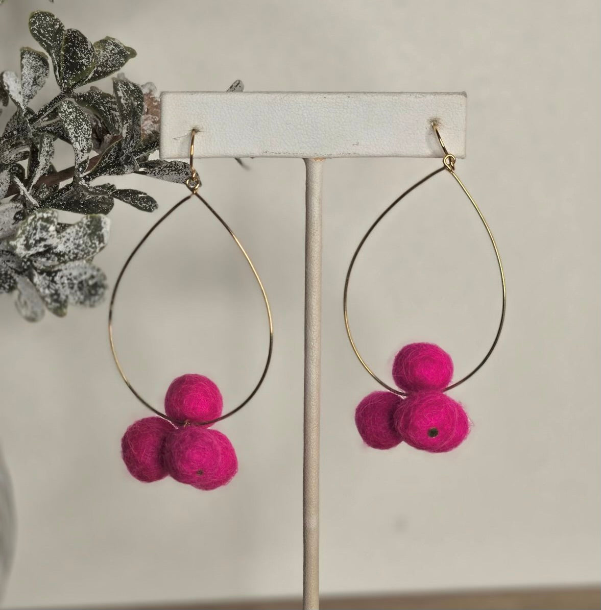 Pom Earrings - Hot Pink