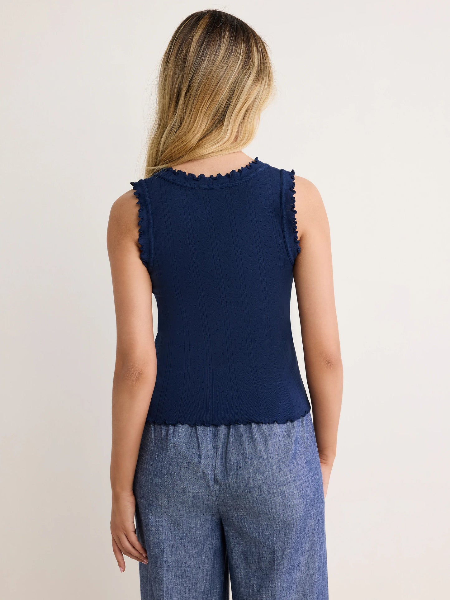 Ella Pointelle Ribbed Tank Top - Ink