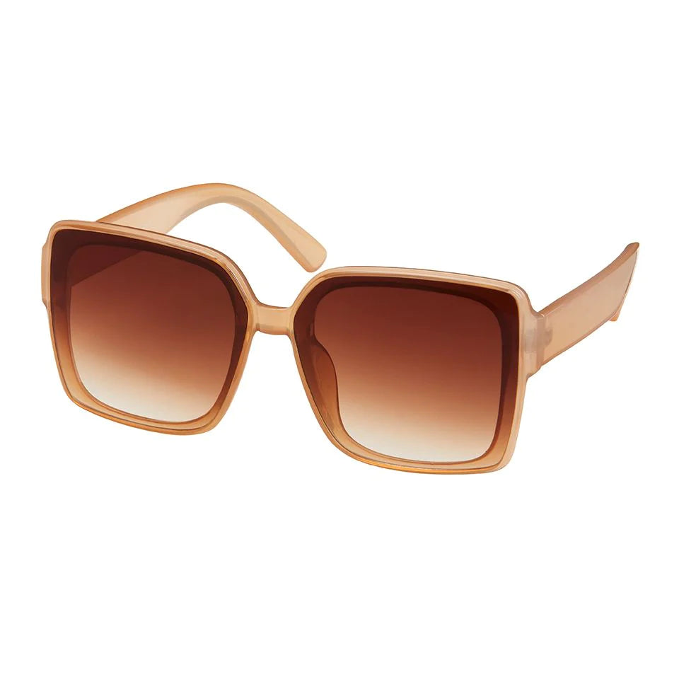 Square Inlay Color Sunglasses - Amber