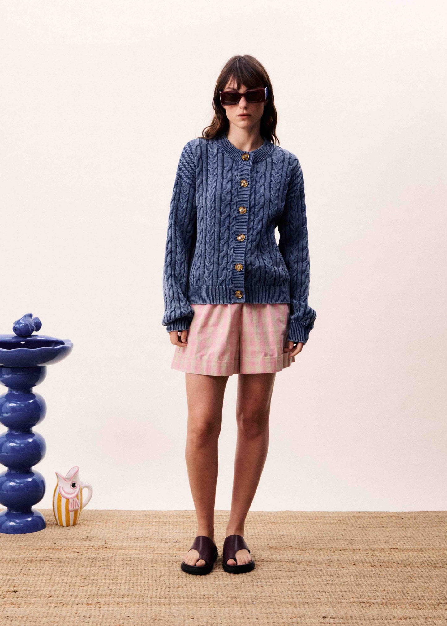 Janet Cable Cardigan Sweater - Bleu Jean