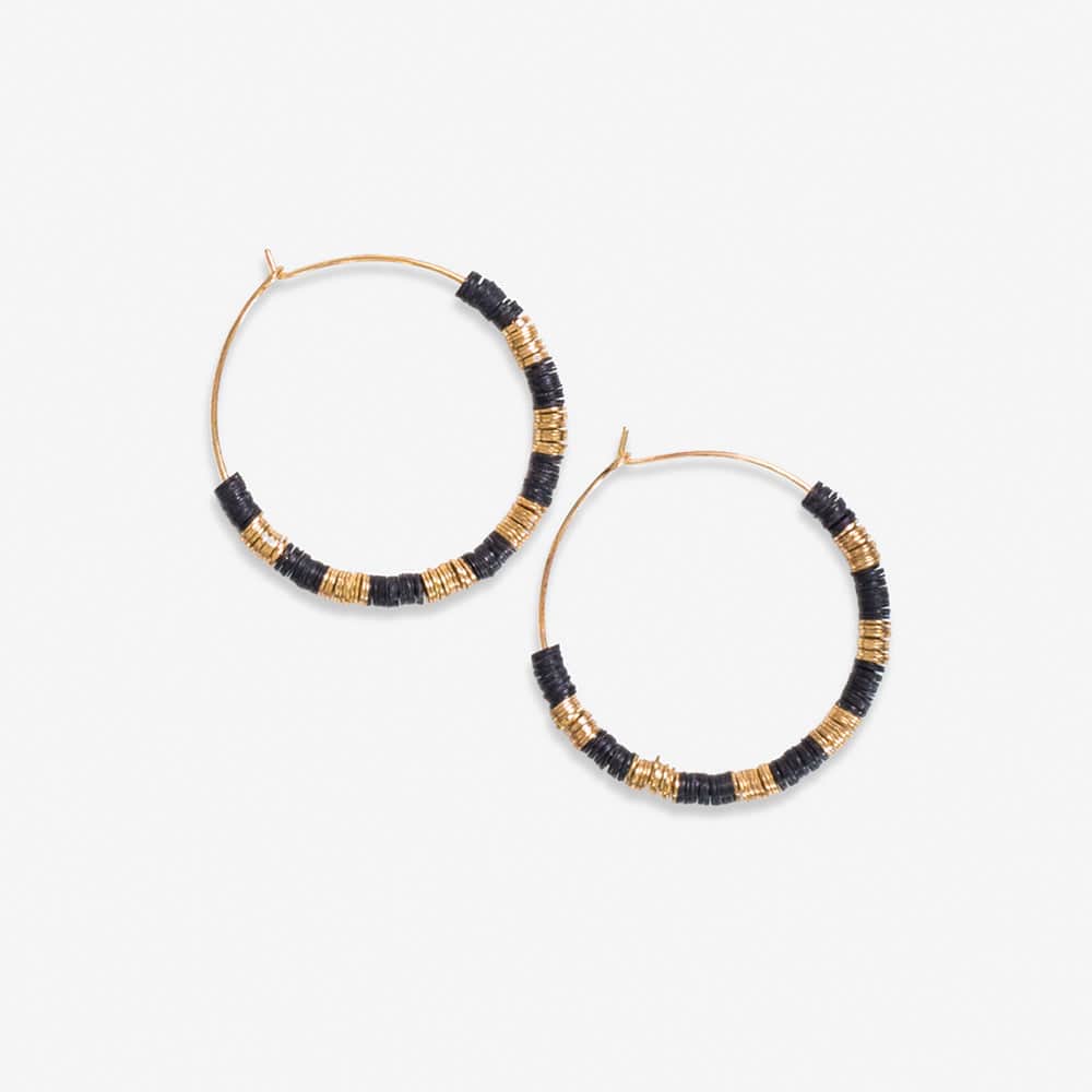 Jennifer Colorblock Hoop Earrings - Black Sequin