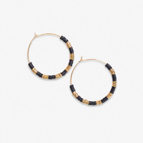 Jennifer Colorblock Hoop Earrings - Black Sequin