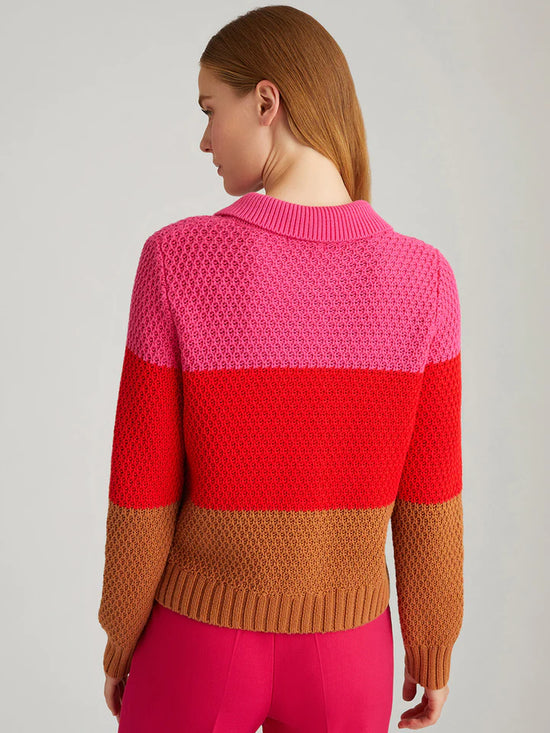 Joanna Colorblock Honeycomb Cardigan Sweater - Toasted Almond Multi