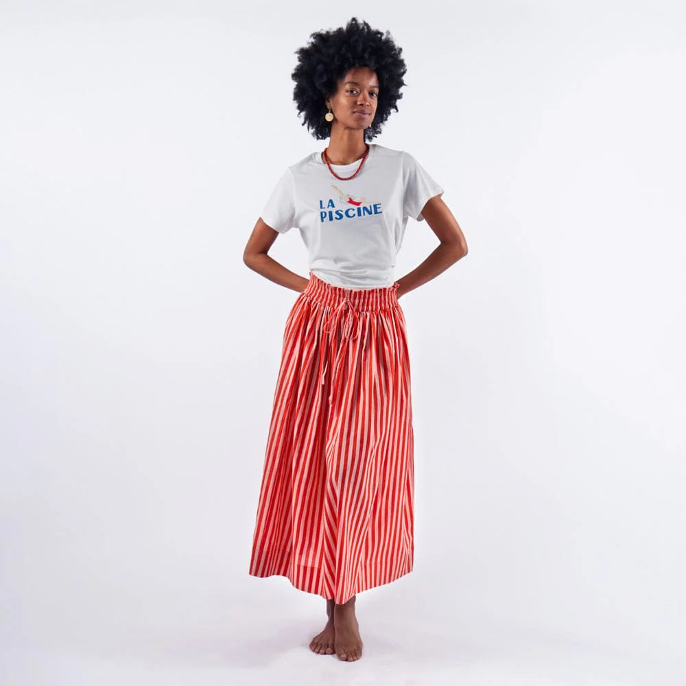 Keaton Striped Skirt - Coral/Blush