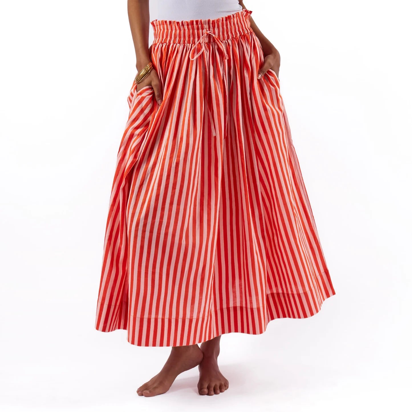 Keaton Striped Skirt - Coral/Blush