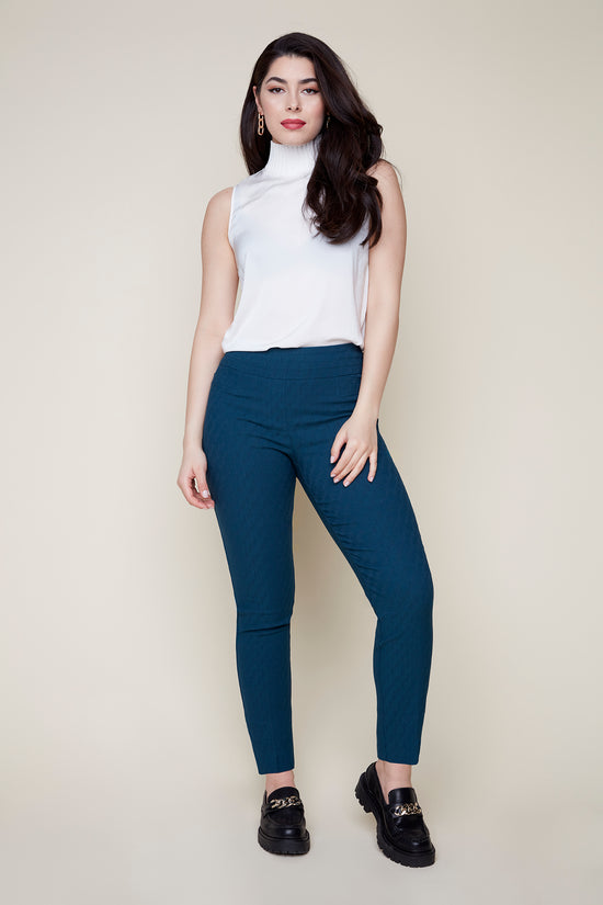 Pull-On Textured Ankle Pant - Lagoon